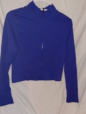 Calvin Klein Cobalt Blue Zip-Front Long Sleeve Top